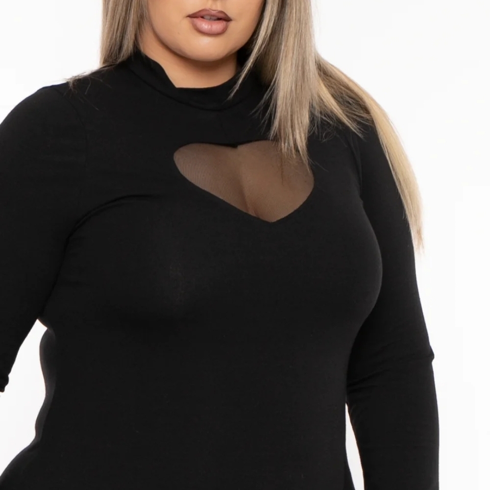 Plus Black Heart Cutout Women Top